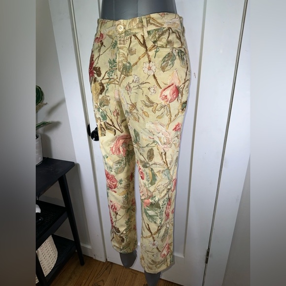 VINTAGE 100% Linen Lauren Ralph Lauren Floral Print Women's Pants - Picture 3 of 12